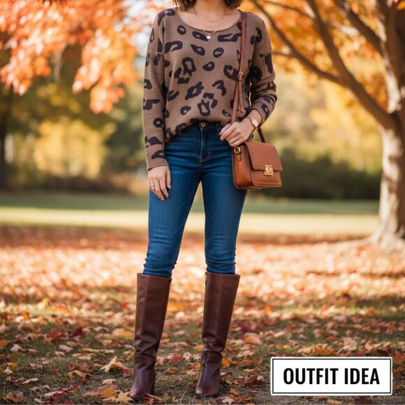 Wooden Ships Sweater Mohair Wool Brown Leopard Mob Wife Glam Quiet Luxury S/M - Picture 9 of 9